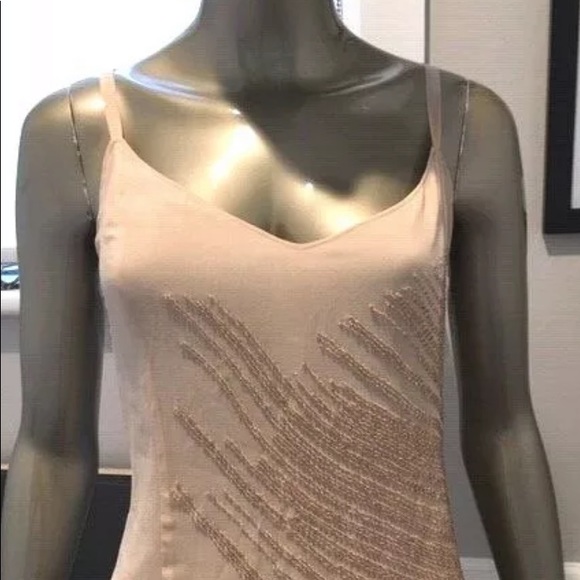 New Calvin Klein Sequin Nude Beige Sand Silk Top12 - Picture 4 of 8